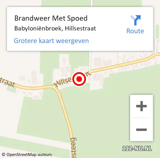 Locatie op kaart van de 112 melding: Brandweer Met Spoed Naar Babyloniënbroek, Hillsestraat op 6 januari 2025 14:33