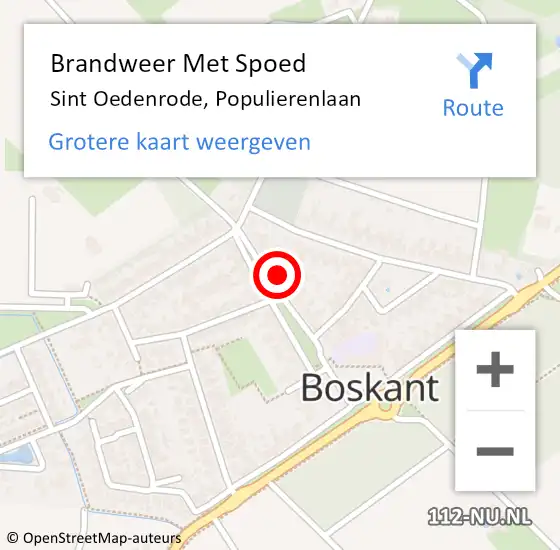 Locatie op kaart van de 112 melding: Brandweer Met Spoed Naar Sint Oedenrode, Populierenlaan op 6 januari 2025 14:41