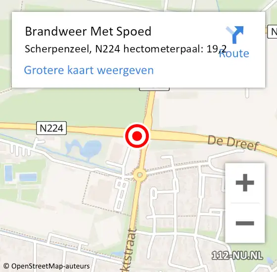 Locatie op kaart van de 112 melding: Brandweer Met Spoed Naar Scherpenzeel, N224 hectometerpaal: 19,2 op 6 januari 2025 14:43