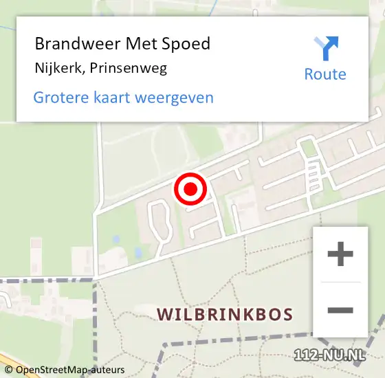 Locatie op kaart van de 112 melding: Brandweer Met Spoed Naar Nijkerk, Prinsenweg op 6 januari 2025 14:46