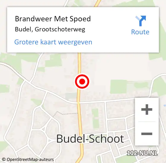 Locatie op kaart van de 112 melding: Brandweer Met Spoed Naar Budel, Grootschoterweg op 6 januari 2025 14:49