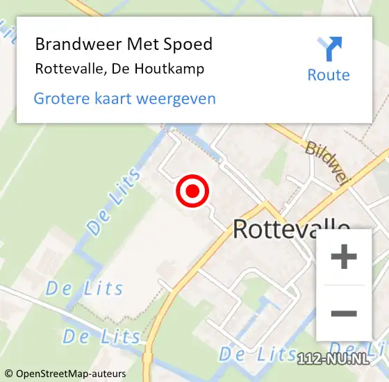 Locatie op kaart van de 112 melding: Brandweer Met Spoed Naar Rottevalle, De Houtkamp op 6 januari 2025 14:53