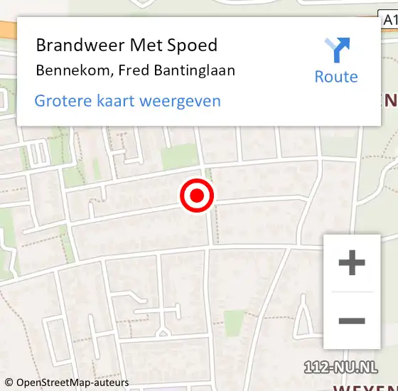 Locatie op kaart van de 112 melding: Brandweer Met Spoed Naar Bennekom, Fred Bantinglaan op 6 januari 2025 15:00