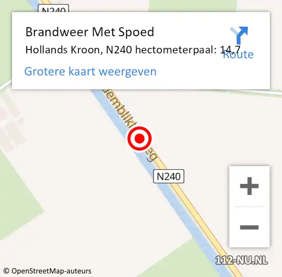 Locatie op kaart van de 112 melding: Brandweer Met Spoed Naar Hollands Kroon, N240 hectometerpaal: 14,7 op 6 januari 2025 15:03