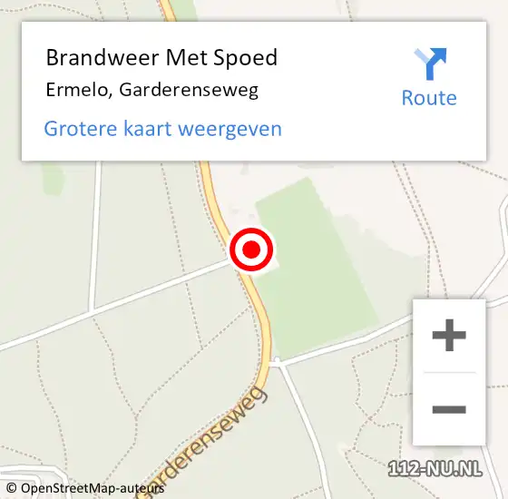 Locatie op kaart van de 112 melding: Brandweer Met Spoed Naar Ermelo, Garderenseweg op 6 januari 2025 15:19