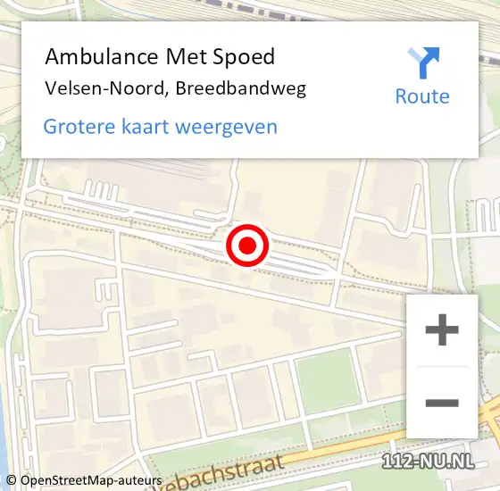 Locatie op kaart van de 112 melding: Ambulance Met Spoed Naar Velsen-Noord, Breedbandweg op 6 januari 2025 15:19