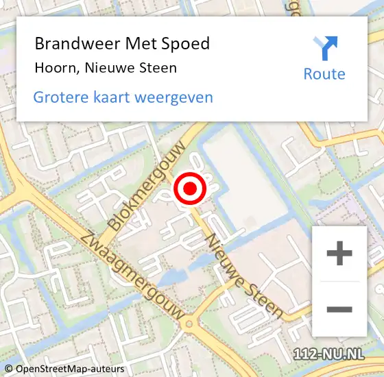 Locatie op kaart van de 112 melding: Brandweer Met Spoed Naar Hoorn, Nieuwe Steen op 6 januari 2025 15:26