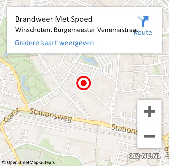 Locatie op kaart van de 112 melding: Brandweer Met Spoed Naar Winschoten, Burgemeester Venemastraat op 6 januari 2025 15:42