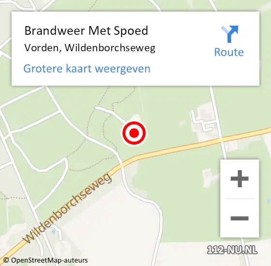 Locatie op kaart van de 112 melding: Brandweer Met Spoed Naar Vorden, Wildenborchseweg op 6 januari 2025 15:45