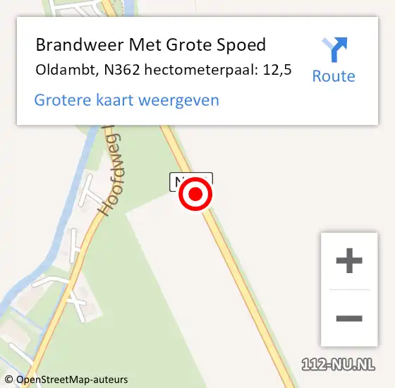 Locatie op kaart van de 112 melding: Brandweer Met Grote Spoed Naar Oldambt, N362 hectometerpaal: 12,5 op 6 januari 2025 16:20