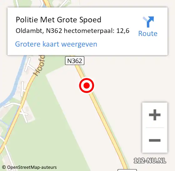 Locatie op kaart van de 112 melding: Politie Met Grote Spoed Naar Oldambt, N362 hectometerpaal: 12,6 op 6 januari 2025 16:22