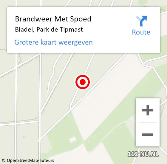 Locatie op kaart van de 112 melding: Brandweer Met Spoed Naar Bladel, Park de Tipmast op 6 januari 2025 16:26