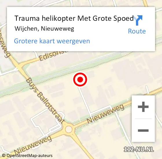 Locatie op kaart van de 112 melding: Trauma helikopter Met Grote Spoed Naar Wijchen, Nieuweweg op 6 januari 2025 16:26