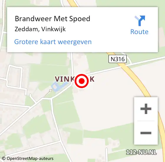 Locatie op kaart van de 112 melding: Brandweer Met Spoed Naar Zeddam, Vinkwijk op 6 januari 2025 16:28