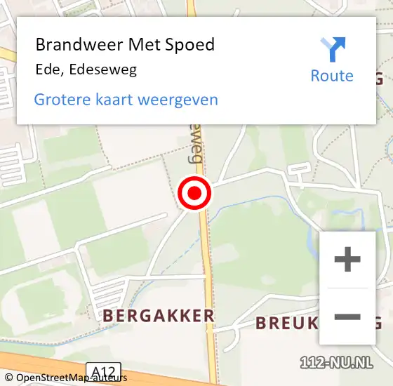 Locatie op kaart van de 112 melding: Brandweer Met Spoed Naar Ede, Edeseweg op 6 januari 2025 16:33