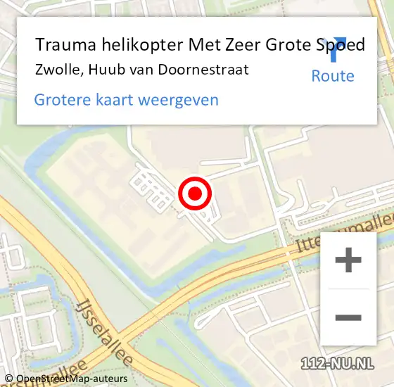 Locatie op kaart van de 112 melding: Trauma helikopter Met Zeer Grote Spoed Naar Zwolle, Huub van Doornestraat op 6 januari 2025 16:51