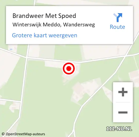 Locatie op kaart van de 112 melding: Brandweer Met Spoed Naar Winterswijk Meddo, Wandersweg op 6 januari 2025 17:01