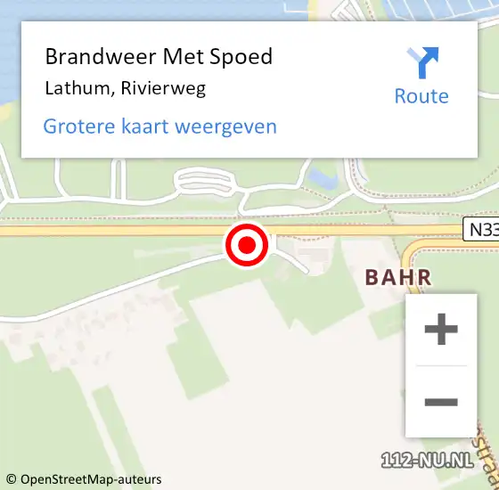 Locatie op kaart van de 112 melding: Brandweer Met Spoed Naar Lathum, Rivierweg op 6 januari 2025 17:06