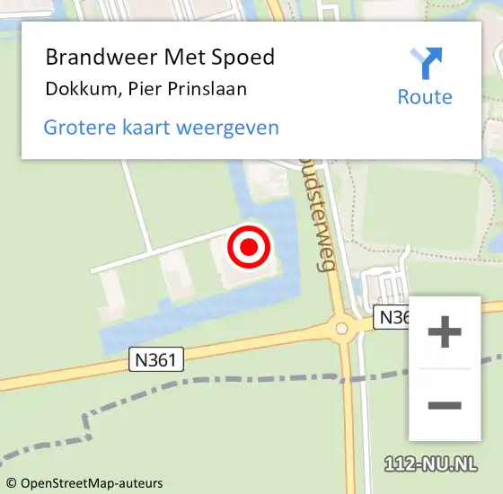 Locatie op kaart van de 112 melding: Brandweer Met Spoed Naar Dokkum, Pier Prinslaan op 6 januari 2025 17:09