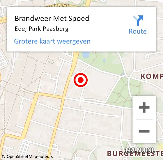Locatie op kaart van de 112 melding: Brandweer Met Spoed Naar Ede, Park Paasberg op 6 januari 2025 17:20