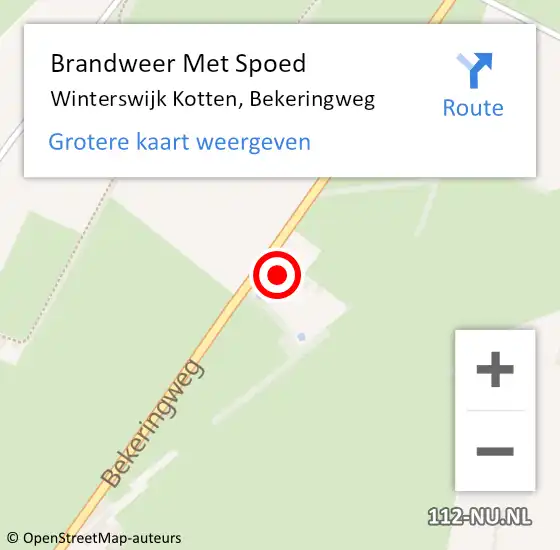 Locatie op kaart van de 112 melding: Brandweer Met Spoed Naar Winterswijk Kotten, Bekeringweg op 6 januari 2025 17:29