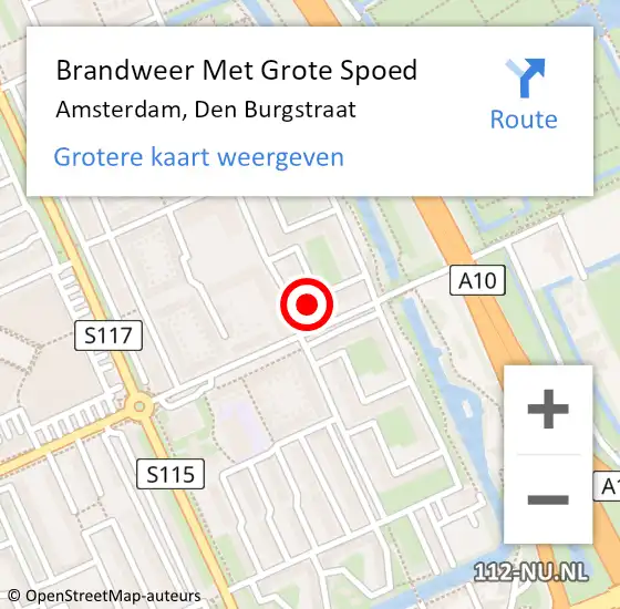 Locatie op kaart van de 112 melding: Brandweer Met Grote Spoed Naar Amsterdam, Den Burgstraat op 6 januari 2025 17:30