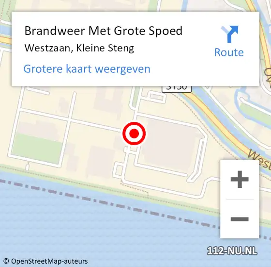 Locatie op kaart van de 112 melding: Brandweer Met Grote Spoed Naar Westzaan, Kleine Steng op 6 januari 2025 17:33