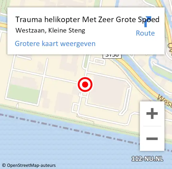 Locatie op kaart van de 112 melding: Trauma helikopter Met Zeer Grote Spoed Naar Westzaan, Kleine Steng op 6 januari 2025 17:35