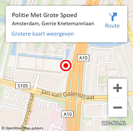 Locatie op kaart van de 112 melding: Politie Met Grote Spoed Naar Amsterdam, Gerrie Knetemannlaan op 6 januari 2025 18:17