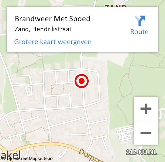 Locatie op kaart van de 112 melding: Brandweer Met Spoed Naar Zand, Hendrikstraat op 2 november 2014 02:18