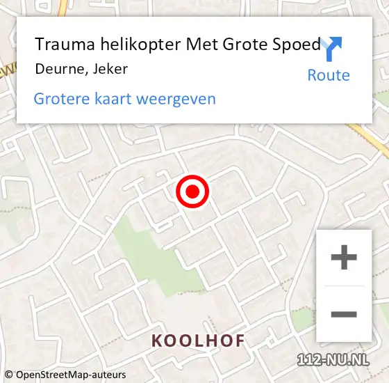 Locatie op kaart van de 112 melding: Trauma helikopter Met Grote Spoed Naar Deurne, Jeker op 6 januari 2025 18:37