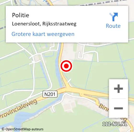 Locatie op kaart van de 112 melding: Politie Loenersloot, Rijksstraatweg op 6 januari 2025 19:10