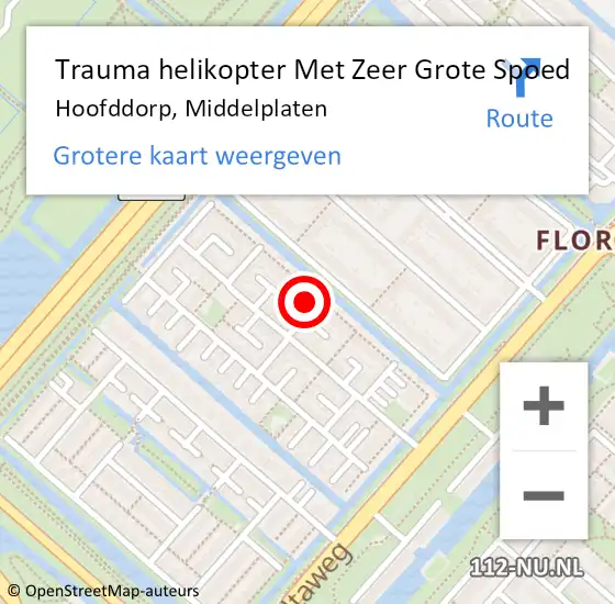 Locatie op kaart van de 112 melding: Trauma helikopter Met Zeer Grote Spoed Naar Hoofddorp, Middelplaten op 6 januari 2025 19:40