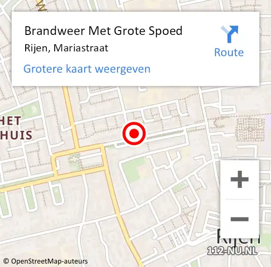 Locatie op kaart van de 112 melding: Brandweer Met Grote Spoed Naar Rijen, Mariastraat op 6 januari 2025 20:01
