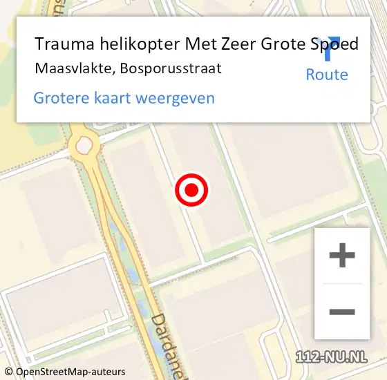 Locatie op kaart van de 112 melding: Trauma helikopter Met Zeer Grote Spoed Naar Maasvlakte, Bosporusstraat op 6 januari 2025 21:13