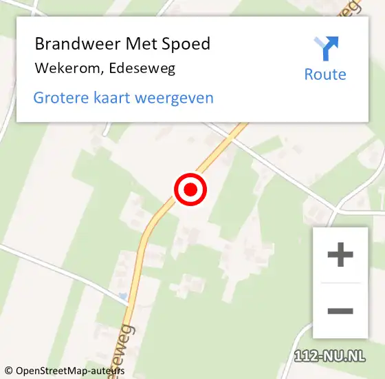 Locatie op kaart van de 112 melding: Brandweer Met Spoed Naar Wekerom, Edeseweg op 6 januari 2025 21:29