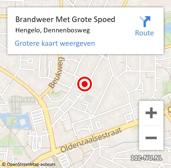 Locatie op kaart van de 112 melding: Brandweer Met Grote Spoed Naar Hengelo, Dennenbosweg op 6 januari 2025 22:46