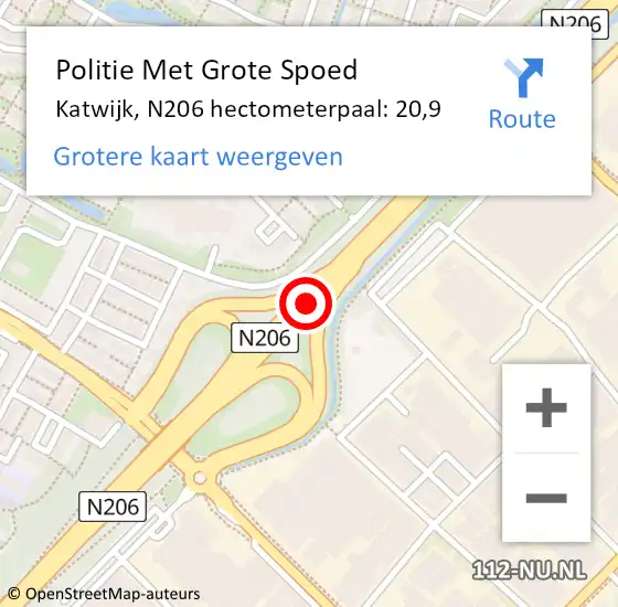 Locatie op kaart van de 112 melding: Politie Met Grote Spoed Naar Katwijk, N206 hectometerpaal: 20,9 op 6 januari 2025 23:01