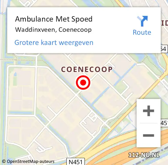 Locatie op kaart van de 112 melding: Ambulance Met Spoed Naar Waddinxveen, Coenecoop op 7 januari 2025 00:07