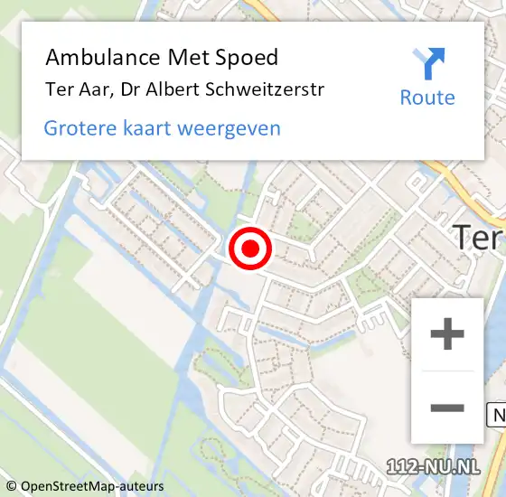 Locatie op kaart van de 112 melding: Ambulance Met Spoed Naar Ter Aar, Dr Albert Schweitzerstr op 2 november 2014 03:33