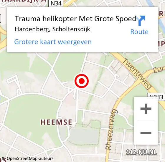 Locatie op kaart van de 112 melding: Trauma helikopter Met Grote Spoed Naar Hardenberg, Scholtensdijk op 7 januari 2025 05:30