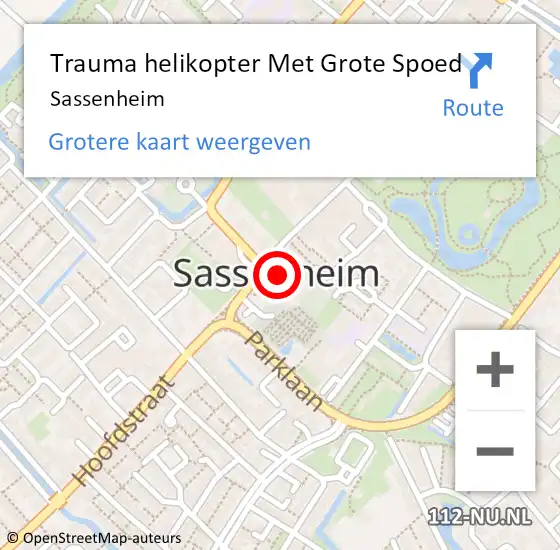 Locatie op kaart van de 112 melding: Trauma helikopter Met Grote Spoed Naar Sassenheim op 7 januari 2025 05:52