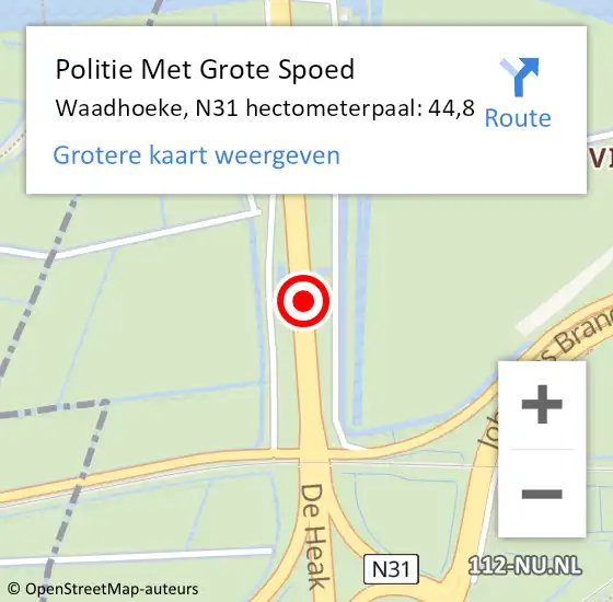 Locatie op kaart van de 112 melding: Politie Met Grote Spoed Naar Waadhoeke, N31 hectometerpaal: 44,8 op 7 januari 2025 07:26