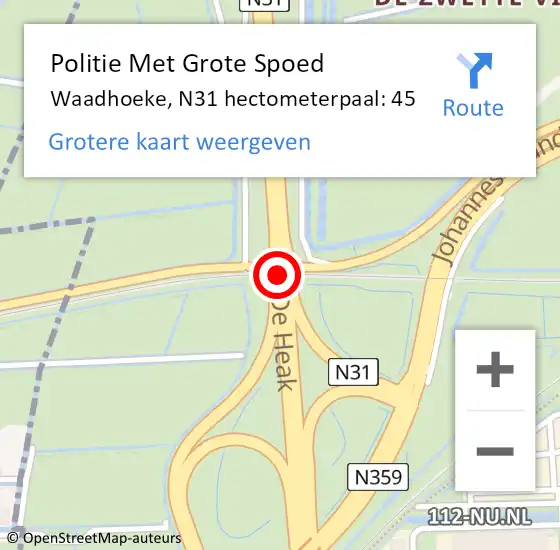 Locatie op kaart van de 112 melding: Politie Met Grote Spoed Naar Waadhoeke, N31 hectometerpaal: 45 op 7 januari 2025 07:29