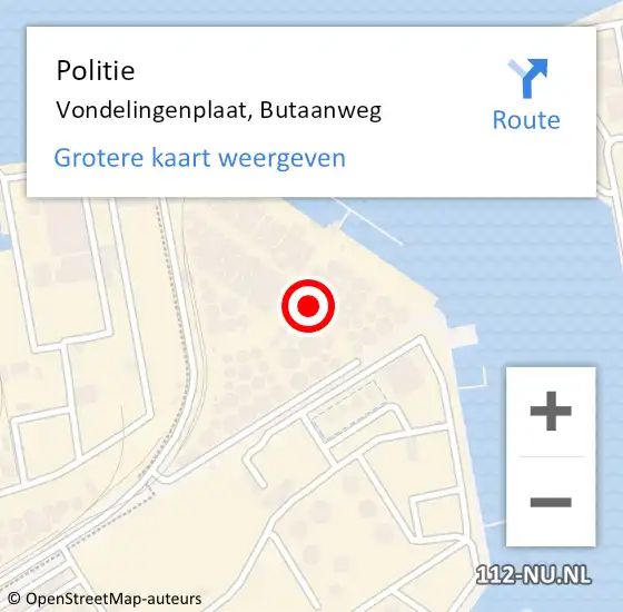 Locatie op kaart van de 112 melding: Politie Vondelingenplaat, Butaanweg op 7 januari 2025 07:31