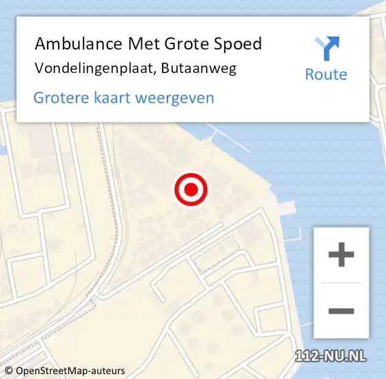 Locatie op kaart van de 112 melding: Ambulance Met Grote Spoed Naar Vondelingenplaat, Butaanweg op 7 januari 2025 07:36