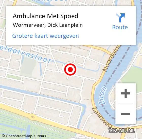 Locatie op kaart van de 112 melding: Ambulance Met Spoed Naar Wormerveer, Dick Laanplein op 7 januari 2025 08:10