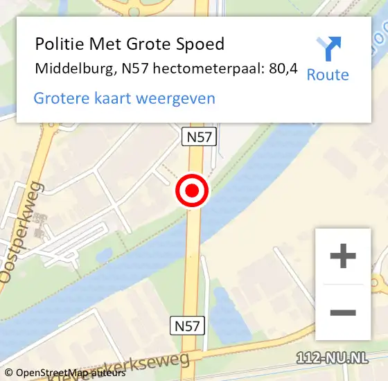 Locatie op kaart van de 112 melding: Politie Met Grote Spoed Naar Middelburg, N57 hectometerpaal: 80,4 op 7 januari 2025 09:17