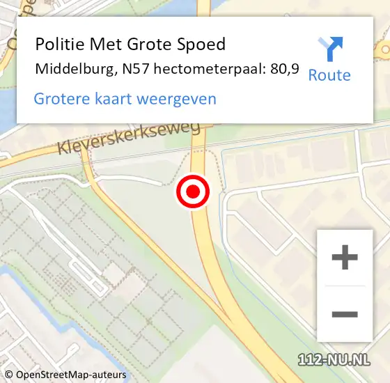 Locatie op kaart van de 112 melding: Politie Met Grote Spoed Naar Middelburg, N57 hectometerpaal: 80,9 op 7 januari 2025 09:19