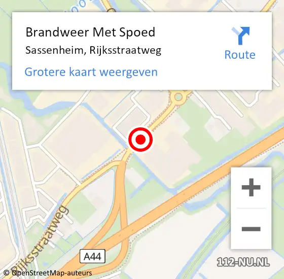 Locatie op kaart van de 112 melding: Brandweer Met Spoed Naar Sassenheim, Rijksstraatweg op 7 januari 2025 09:26